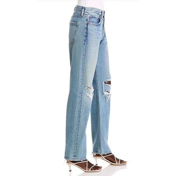 Agolde Kelly Jeans Backdrop Blue Size 27 Straight Distressed NWT New - Picture 7 of 13